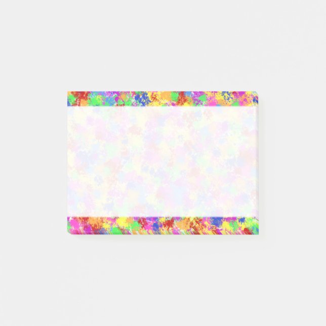 Notas Post-it® Pintar salpicaduras Arcoiris con fondo de color br (Anverso)
