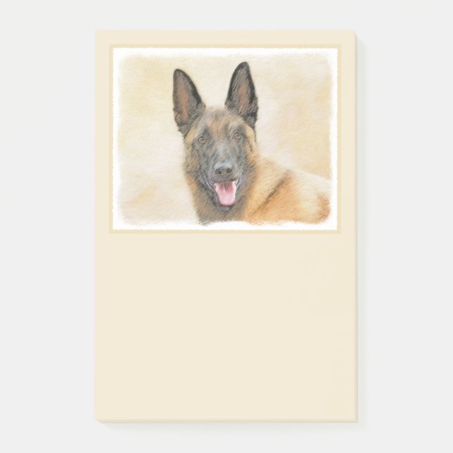Notas Post-it® Pintura belga malinois - Arte de perro original (Anverso)