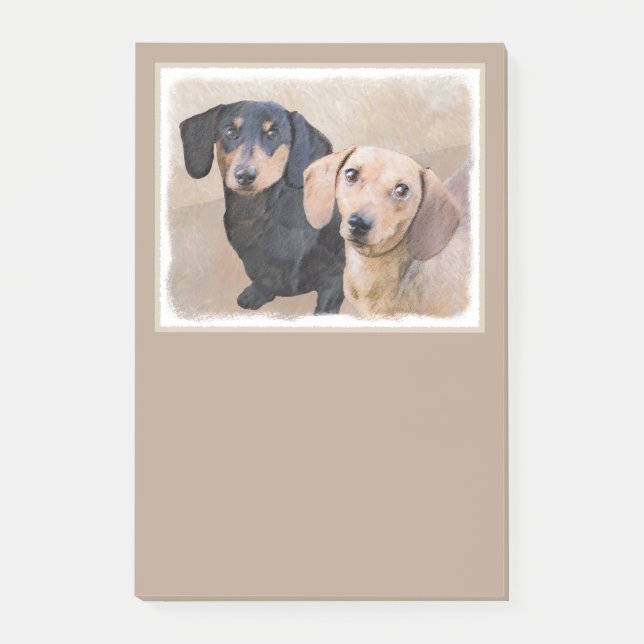Notas Post-it® Pintura Dachshund (suave) - Arte Perro Original (Anverso)
