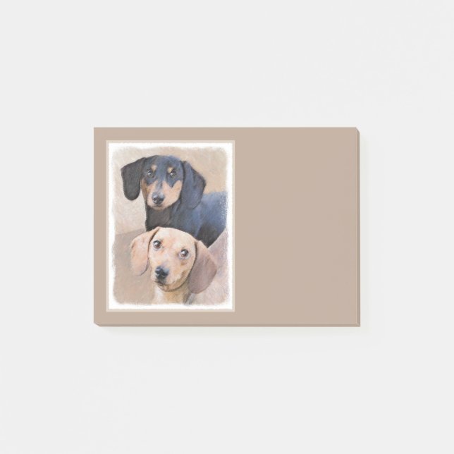Notas Post-it® Pintura Dachshund (suave) - Arte Perro Original (Anverso)