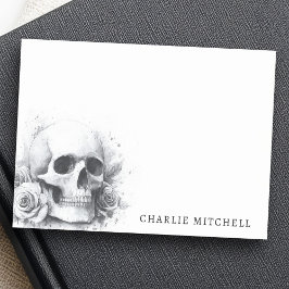 Notas Post-it® Pintura de acuarela de calavera con rosas