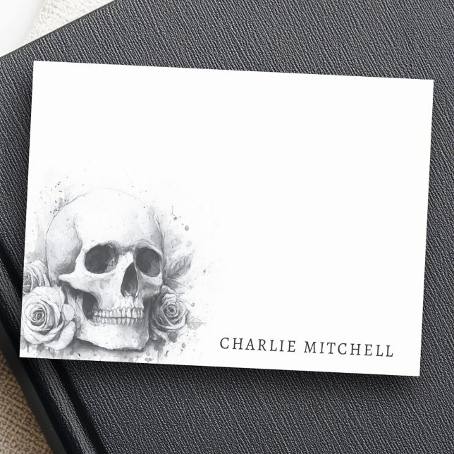 Notas Post-it® Pintura de acuarela de calavera con rosas (Skull with roses watercolor painting post-it notes)