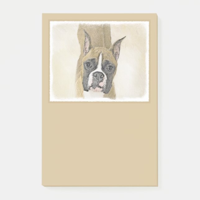 Notas Post-it® Pintura De Boxer - Arte De Perro Original Cuto (Anverso)