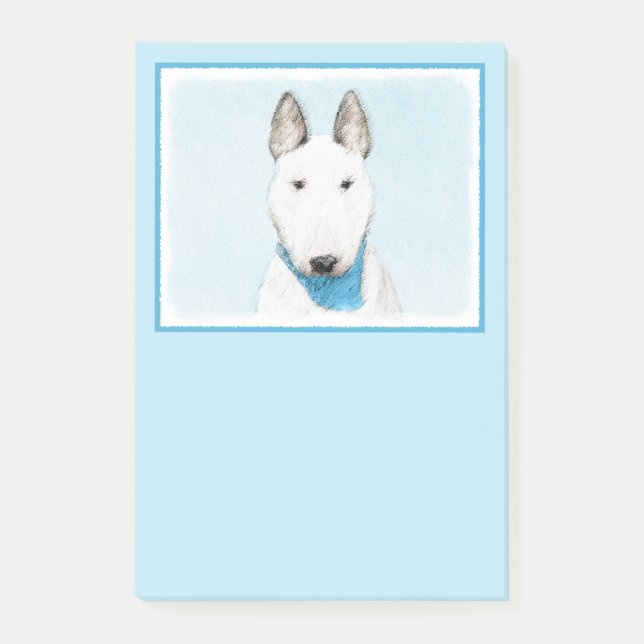 Notas Post-it® Pintura de Bull Terrier - Arte de Perro Original. (Anverso)
