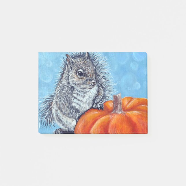 Notas Post-it® Pintura de calabaza de ardilla (Anverso)