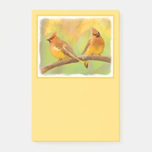 Notas Post-it® Pintura de cedro Waxwing - Arte de perro original 