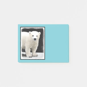 Notas Post-it® Pintura de Cubo de Oso Polar - Arte de Vida Silves