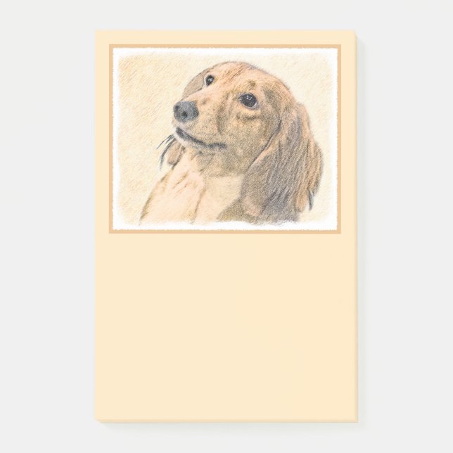 Notas Post-it® Pintura de Dachshund (de cabello largo) - Arte Per (Anverso)