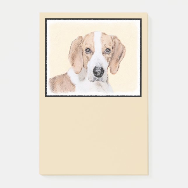 Notas Post-it® Pintura de Foxhound estadounidense - Arte de Perro (Anverso)