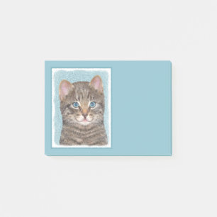 Notas Post-it® Pintura de gatos en la mesa gris - Arte de gatos o