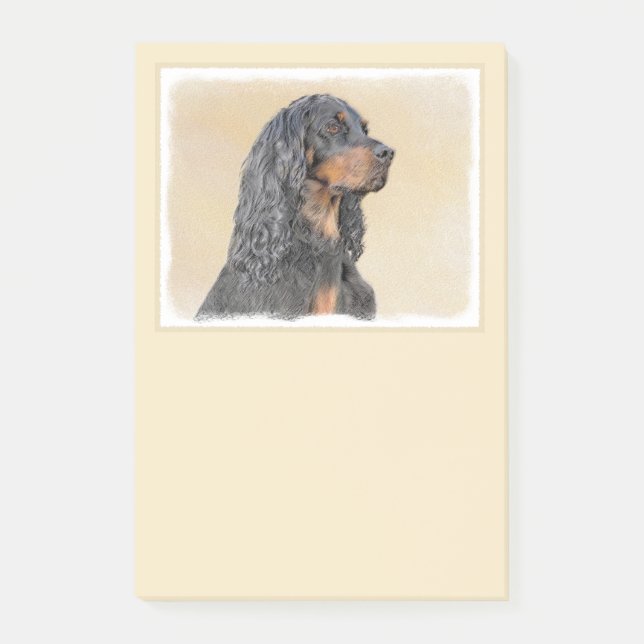 Notas Post-it® Pintura de Gordon Setter - Arte de Perro Original. (Anverso)