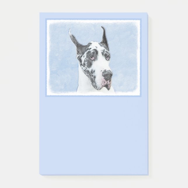 Notas Post-it® Pintura de Great Dane (Harlequin) - Arte original  (Anverso)