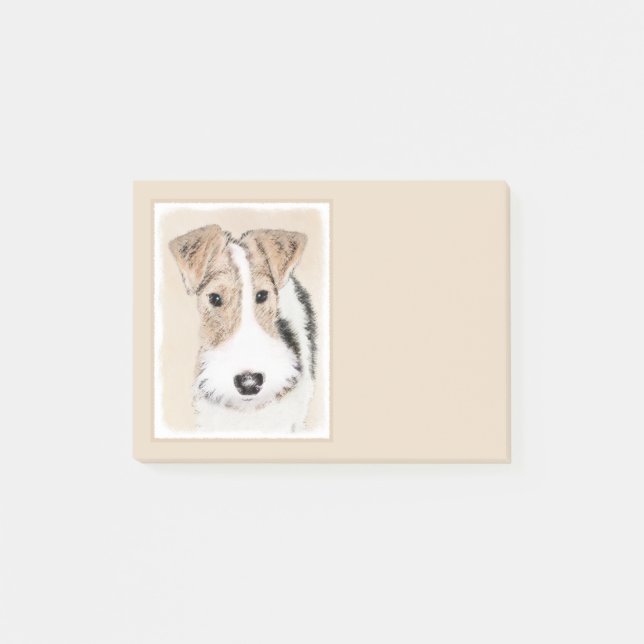 Notas Post-it® Pintura de hilo Fox Terrier - Arte de Perro Origin (Anverso)