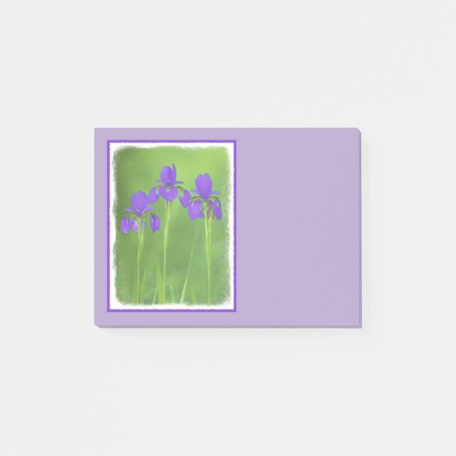 Notas Post-it® Pintura de iris morado - Arte de flores original (Anverso)