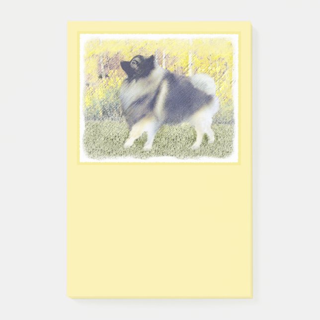 Notas Post-it® Pintura de Keeshond Aspen - Arte Perro Original Cu (Anverso)