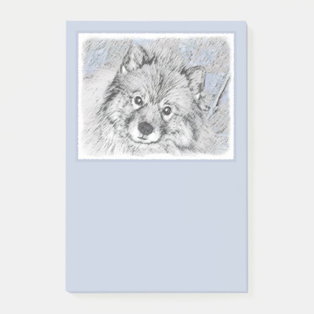 Notas Post-it® Pintura de Keeshond Beth - Arte de Perro Original. (Anverso)