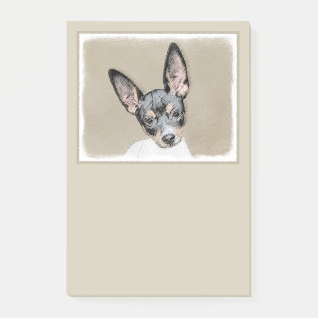 Notas Post-it® Pintura de Rat Terrier - Arte Perro Original. (Anverso)