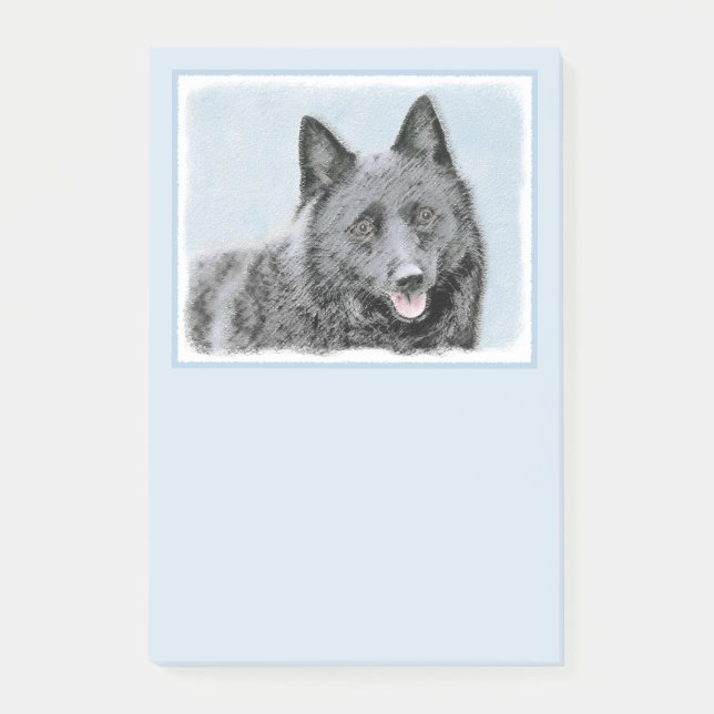 Notas Post-it® Pintura de Schipperke - Arte Perro Original Cuto (Anverso)