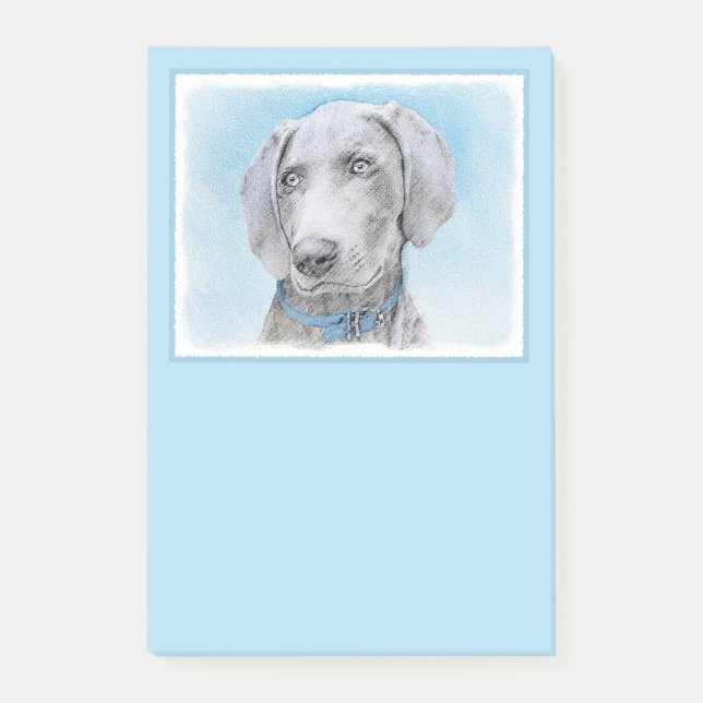 Notas Post-it® Pintura de Weimaraner - Arte de Perro Original. (Anverso)