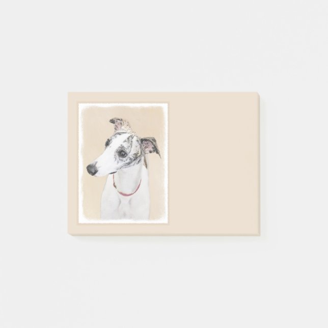 Notas Post-it® Pintura de Whippet - Arte Cute Original Perro (Anverso)