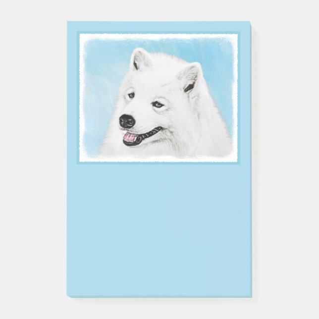 Notas Post-it® Pintura Samoyed - Arte Perro Original Cuto (Anverso)