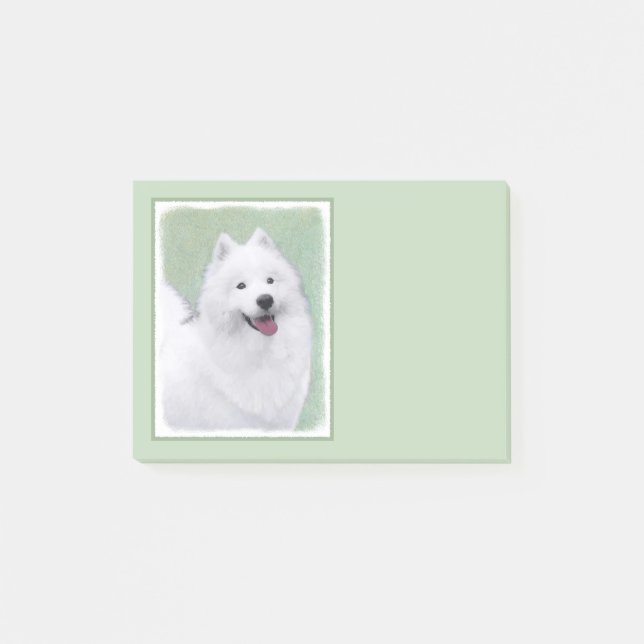 Notas Post-it® Pintura Samoyed - Arte Perro Original Cuto (Anverso)