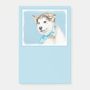 Notas Post-it® Pintura siberiana Husky de pipa - Arte original de