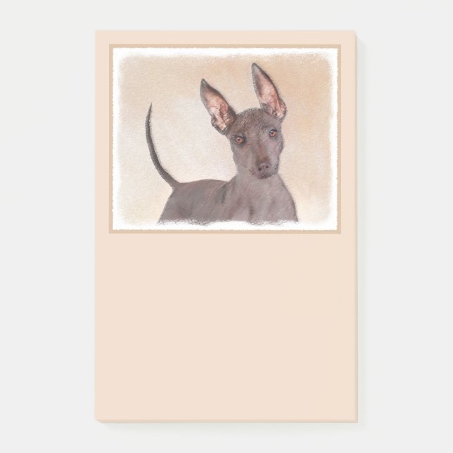 Notas Post-it® Pintura Xoloitzcuintli - Arte Perro Original Cuto (Anverso)