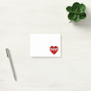 Notas Post-it® Pinturas De Pata De Perro Yorkie Y Corazón Rojo