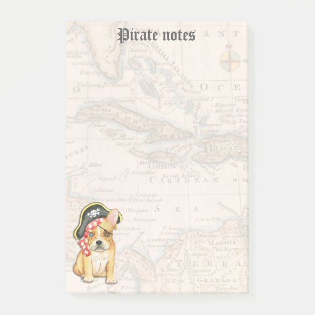 Notas Post-it® Pirata de Bulldog francés (Anverso)
