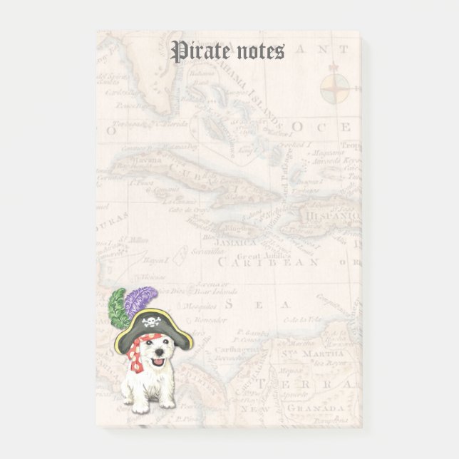 Notas Post-it® Pirata Westie (Anverso)