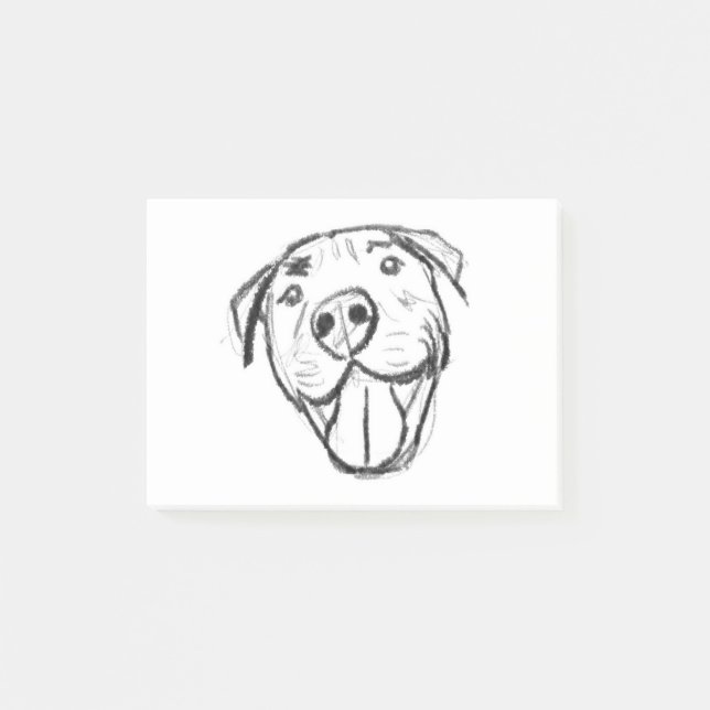 Notas Post-it® pit bull sonriente digital dibujado a mano (Anverso)