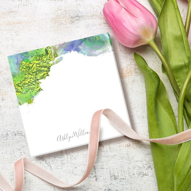 Notas Post-it® Placa acuática, moda azul verde moderno y agua (Subido por el creador)