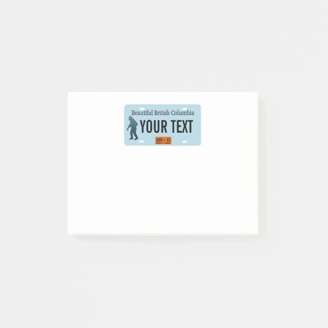 Notas Post-it® Placa de licencia Sasquatch de Columbia Británica (Anverso)