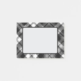 Notas Post-it® Plaid Check Tartan Black White Farmhouse Moderno
