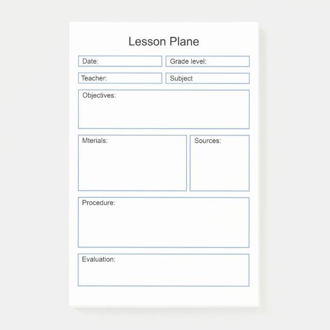 Notas Post-it® plan de clases simple para profesores (Anverso)