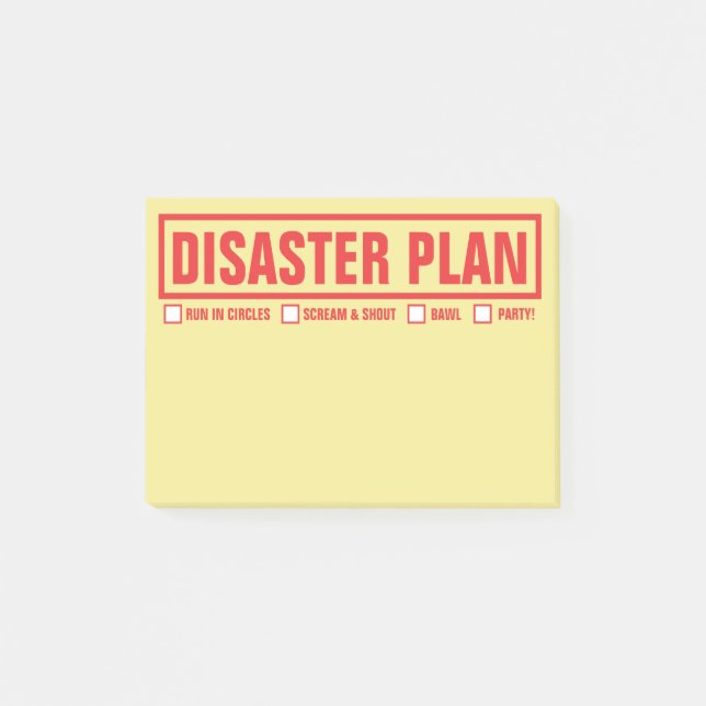 Notas Post-it® "Plan divertido" 4" del desastre x3 " (Anverso)