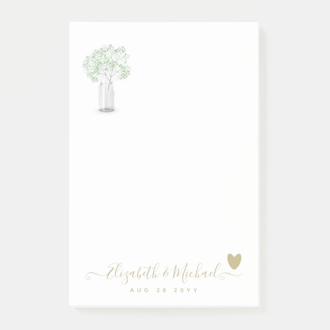 Notas Post-it® PLANIFICADOR DE BODA Gypsophila Gold Heart (Anverso)