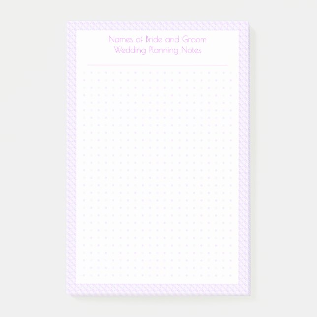 Notas Post-it® Planificador de Bodas de Rejilla de Punto Morado B (Anverso)