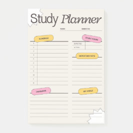 Notas Post-it® Planificador de estudio minimalista con horario