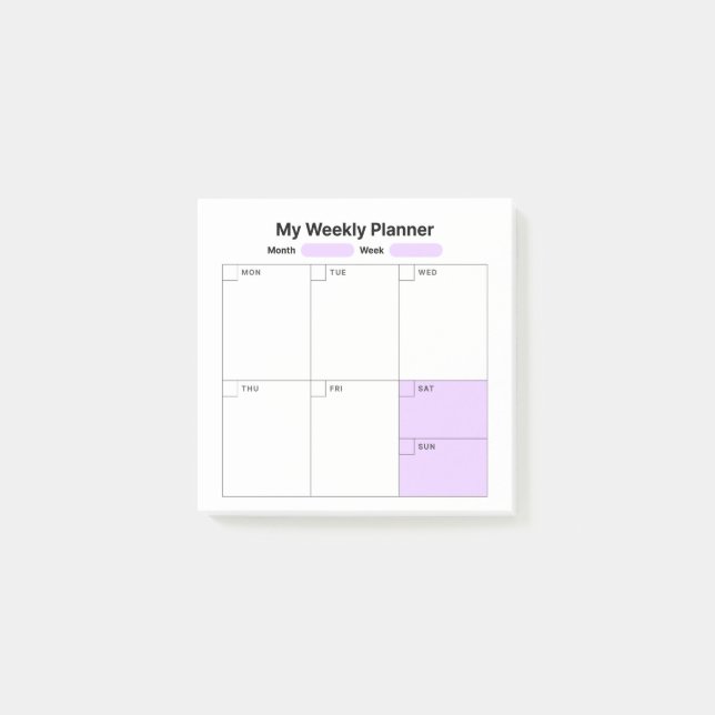 Notas Post-it® Planificador de estudio semanal (Anverso)