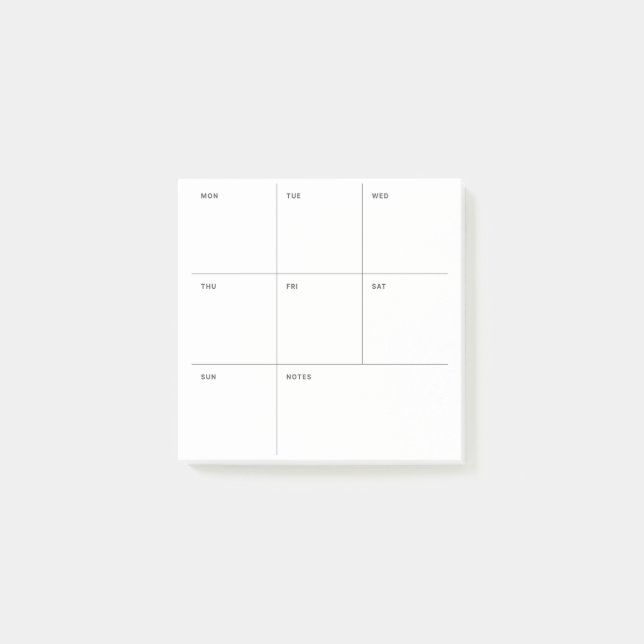 Notas Post-it® Planificador de estudio semanal (Anverso)