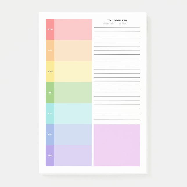 Notas Post-it® Planificador de estudio semanal (Anverso)