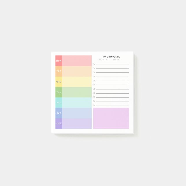 Notas Post-it® Planificador de estudio semanal (Anverso)