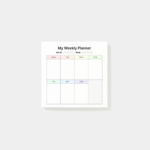 Notas Post-it® Planificador de estudio semanal