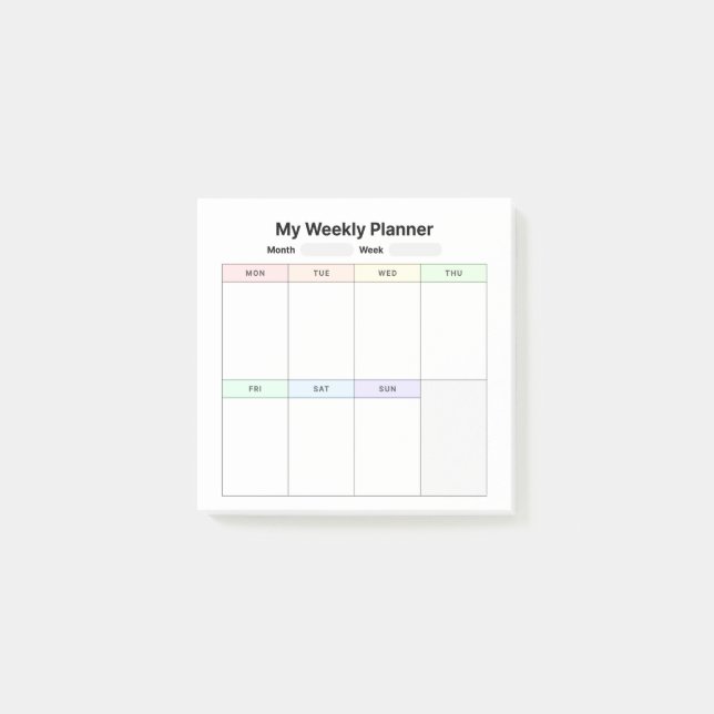 Notas Post-it® Planificador de estudio semanal (Anverso)