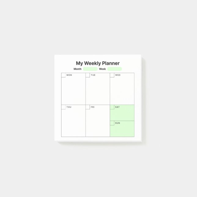 Notas Post-it® Planificador de estudio semanal (Anverso)