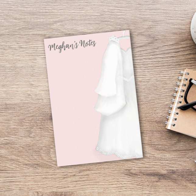 Notas Post-it® Planificador de Novia Moderna Rosa Vestido de Novi (Subido por el creador)