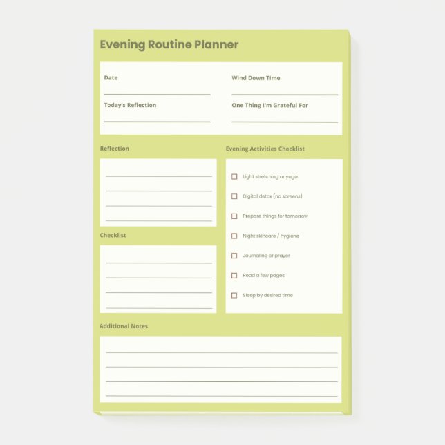 Notas Post-it® Planificador de Rutina Nocturna Tranquila (Anverso)