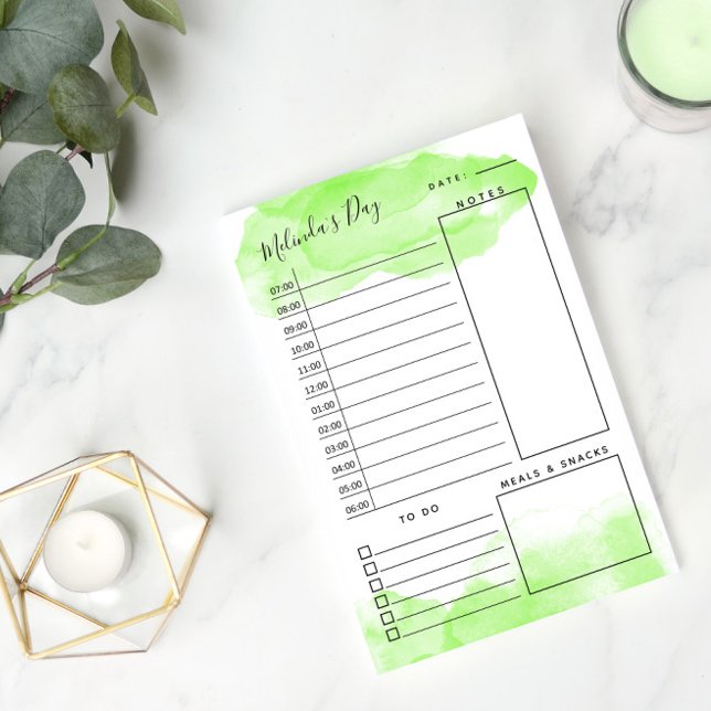 Notas Post-it® Planificador diario Apple Green Watercolor (Subido por el creador)